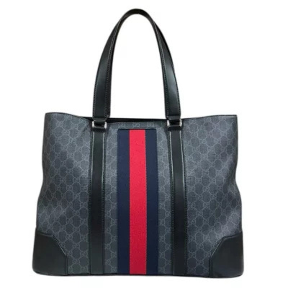 Gucci Sherry Tote Bag GG Supreme Canvas Black